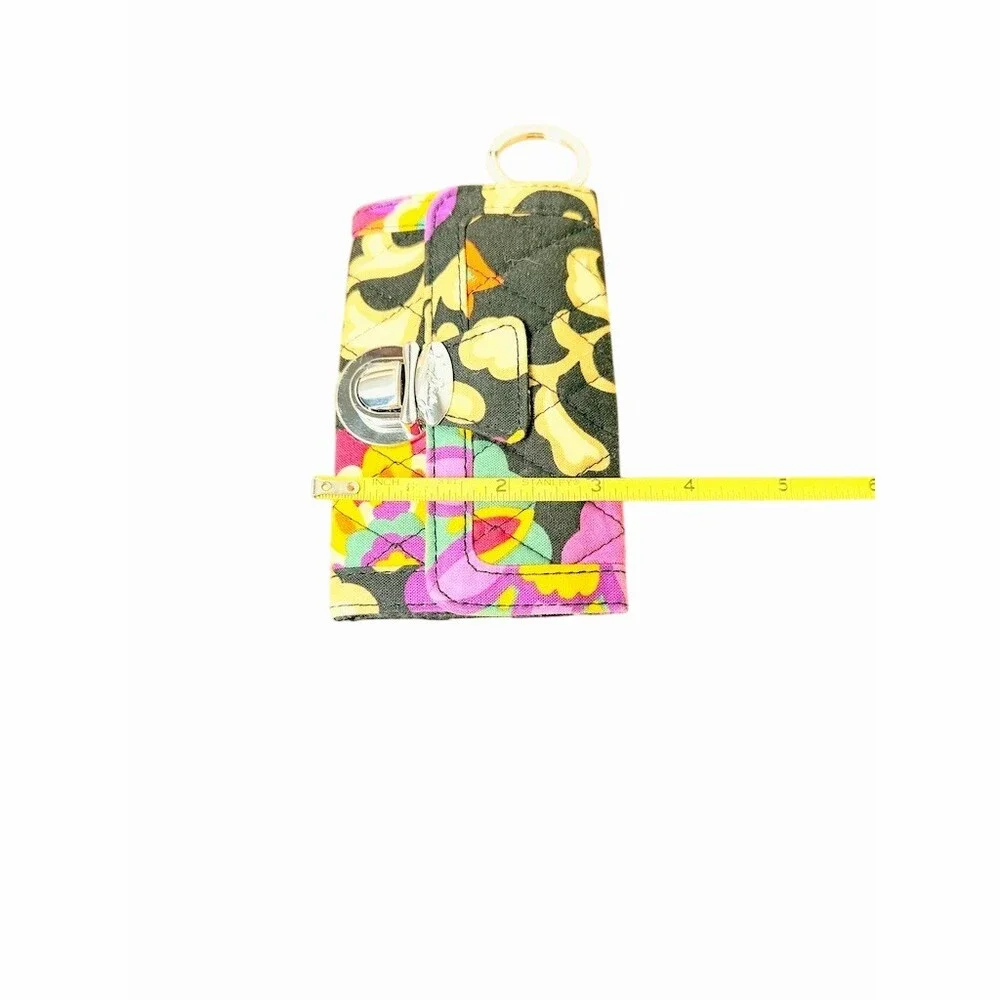 Vera Bradley Quick Swipe ID Wallet | Vibrant Black Floral Quilted Keychain